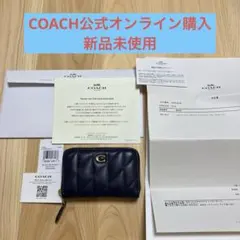 新品！スモール ジップ アラウンド カード ケース・ピロー キルティングネイビー