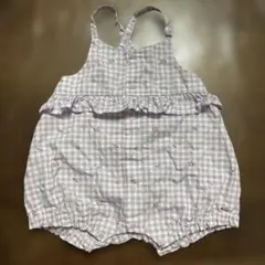 【匿名配送】ベビー ロンパース カバーオール チェック柄 花柄 70cm