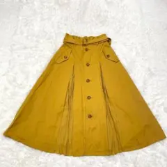 エマジェームス　マスタード フレアロングスカート　W70 ベルト付き