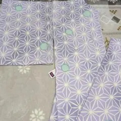 洗える着物　薄紫 麻の葉花柄 小紋