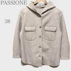 パシオーネ　フード付きCPOシャツジャケット　ウール混　圧縮ニット　グレー　Mのサムネイル