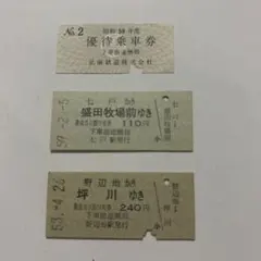 弘南鉄道・南部縦貫鉄道 硬券乗車券 3枚セット 鉄道 레트로 切符