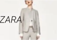美品★ZARA ★リネン混テーラードジャケット34/ライトグレー/ブレザー/羽織