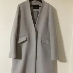ノーカラー☆ライトグレー  ロングコート