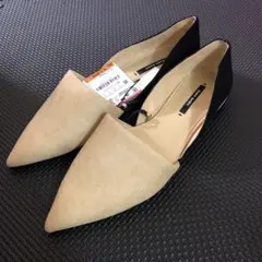 バイカラーフラットパンプス