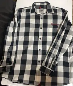90's ヴィンテージ thriller 白黒　チェック　長袖シャツ L