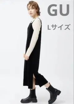 GU ブラック ベロアキャミソールワンピース L