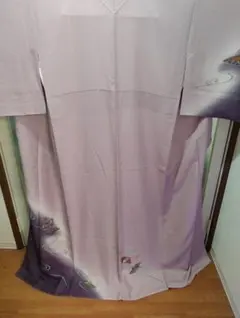 薄紫色 花柄 波模様 螺鈿作家者訪問　絹
