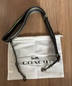 COACH ショルダーストラップ ネイビー×イエロー