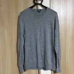 新品 ユニクロ メリノクルーネックセーター XL グレー 希少サイズ 100%毛