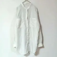 ローリーズファーム シアーシャツ バンドカラーグレー系 長袖ブラウス F