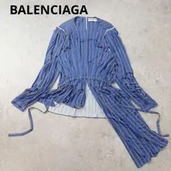 美品✨BALENCIAGA アシンメトリー　ストライプトップス　ブラウスのサムネイル