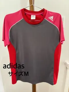 adidas アディダス トレーニングTシャツ M グレー×ピンク