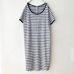 美品 マーケットアンドスプルース ボーダー ワンピース 半袖 XL 紺 白