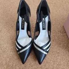 ダイアナ ブラック・ホワイト ハイヒール 23.5cm