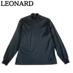極美品 レオナール カンカン素材 上身頃＆袖シースルー 裾ロゴ入り 