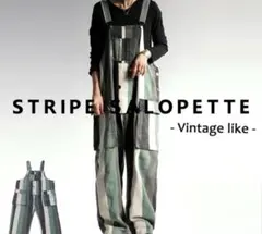 antiqua treecafe ストライプ サロペット