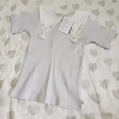 新品タグ付きバースデイコトリCottoli襟付きリブニットトップス木馬100