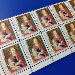 9187 外国切手 アメリカ 1966年 クリスマス 聖母子 12枚シート凹版