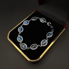 サ*)様 シルバーブレスレット　黒蝶貝　アンティーク　天然石　遺品整理　断捨離