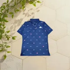 【古着】Kappa カッパ ゴルフ ポロシャツ 半袖 総柄 ITA ネイビー