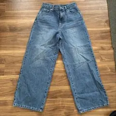 ブルーデニム ワイドレッグパンツ