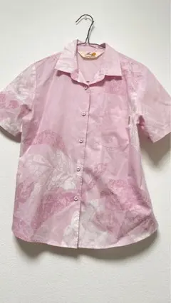 MANGO 半袖かりゆしウェア ピンク 花柄