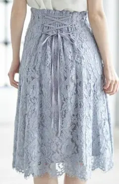 後ろレースアップデザイン総レーススカート