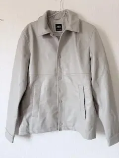 ZARA フェイクレザー ジャケット ライトグレー Sサイズ