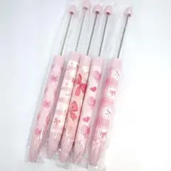 ピンク リボン柄 カスタムボールペン 5本セット