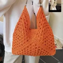 トートバッグ　オレンジ　夏　大容量