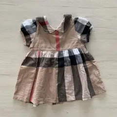 80㎝　チェック　半袖　ペプラム　ワンピース　ベビー服　子供服　チェック