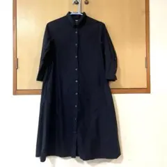 ユニクロ　シャツワンピース コットン　ネイビー