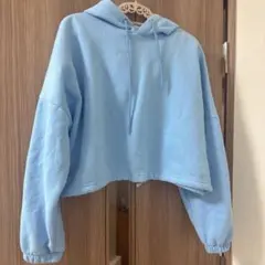 水色 クロップドパーカー 韓国製