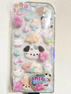 もちプニューステッカー⁺⑅♡肉球スクイーズつき クラックス　肉球シール　いぬ