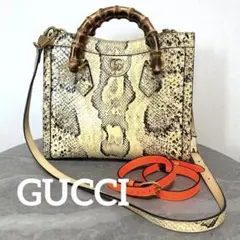 GUCCI ❤️入手困難バンブーハンドル 2WAY ハンドバッグ パイソン柄 レア