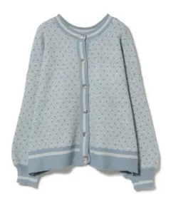 BEAMS HEART チロリアンニットカーディガン　サックスブルー