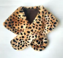 クロスマフラー レオパード ヒョウ柄 フェイクファー