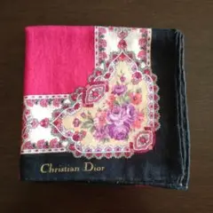 Christian Dior　花柄　ハンカチ　クリスチャンディオール　ピンク