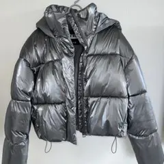 ZARA メタリック ダウンジャケット グレー