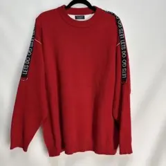 ZARA MAN ニット セーター 赤 XL ロゴテープ メンズ