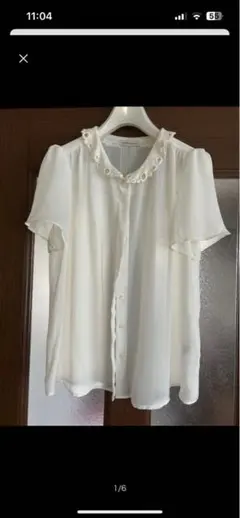 earth 半袖シフォンシャツ ホワイト