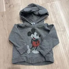 ミッキーマウス 耳付きフード パーカー グレー