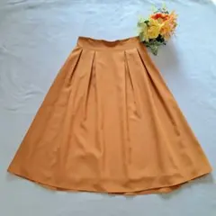 自由区 Sサイズ ひざ丈 フレアスカート 山吹色 華やか ゴム入り