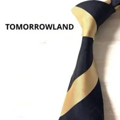 TOMORROWLAND ネクタイ　ストライプ　ネイビー　ゴールドベージュのサムネイル