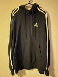adidas ストライプ パーカー Mサイズ ネイビー