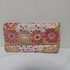 ファティマ モロッコ 花柄刺繍 クラッチバッグ
