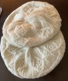 【2個組】クリーム色 ケーブル編み ベレー帽 56-58cm