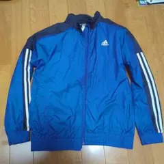 adidas 青 ジャージ ストライプ