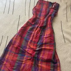 チェックワンピース　ノースリーブワンピース　vintage 古着　キャミワンピ